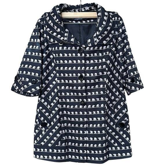 Vintage Retro Mod Nabeier Elephant Print Jacket approx fit Women's  XL - Picture 2 of 12